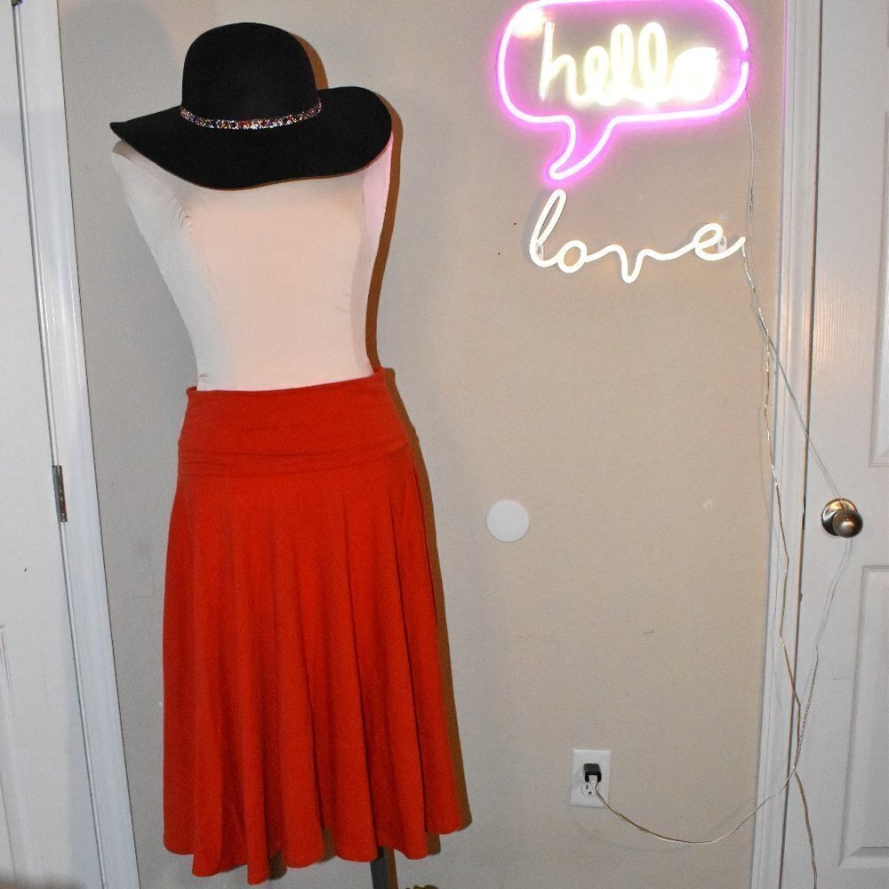 WANDERLUST - ORANGE MIDI SKIRT- L